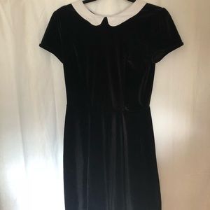 BUNDLE SALE Velvet black dress with white collar